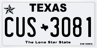 TX license plate CUS3081