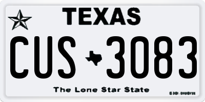 TX license plate CUS3083