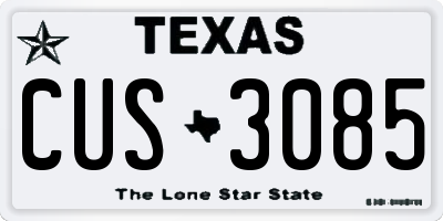 TX license plate CUS3085