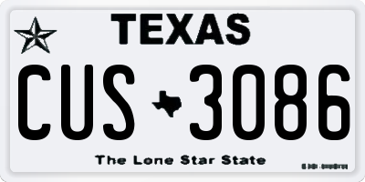 TX license plate CUS3086