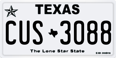 TX license plate CUS3088