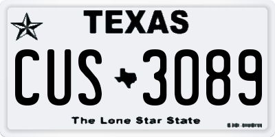 TX license plate CUS3089