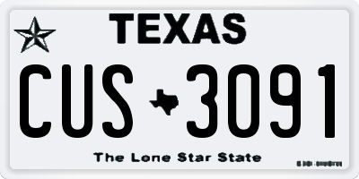 TX license plate CUS3091