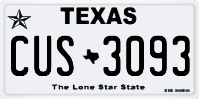 TX license plate CUS3093