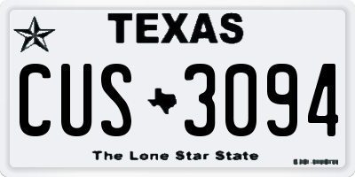 TX license plate CUS3094