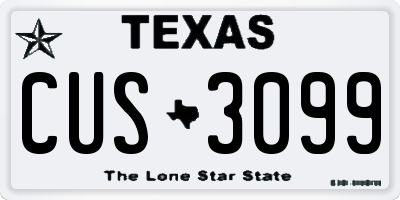 TX license plate CUS3099
