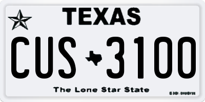 TX license plate CUS3100