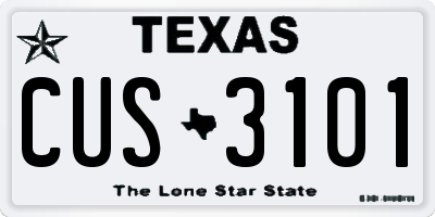 TX license plate CUS3101