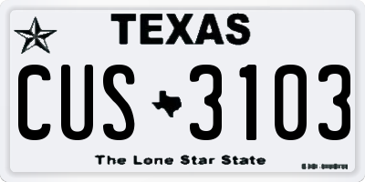 TX license plate CUS3103