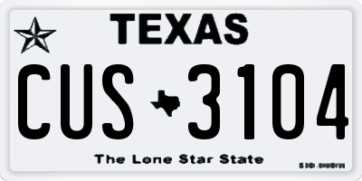 TX license plate CUS3104