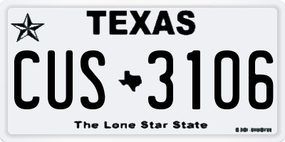 TX license plate CUS3106