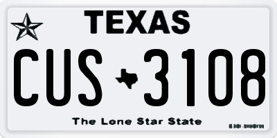 TX license plate CUS3108