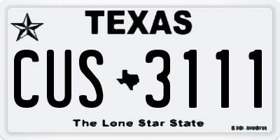 TX license plate CUS3111