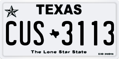 TX license plate CUS3113