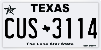 TX license plate CUS3114