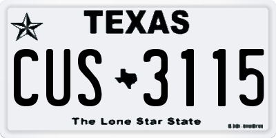 TX license plate CUS3115