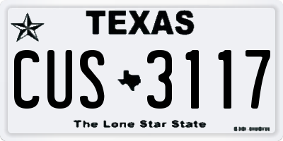 TX license plate CUS3117