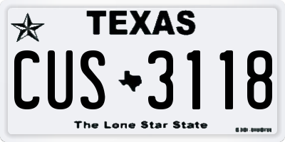 TX license plate CUS3118