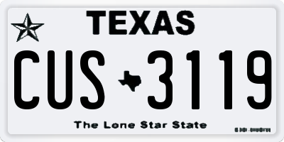 TX license plate CUS3119