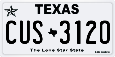 TX license plate CUS3120