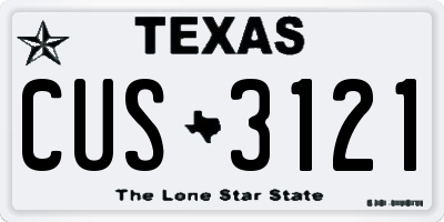 TX license plate CUS3121