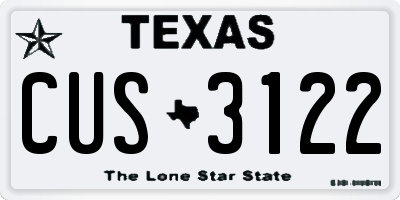 TX license plate CUS3122