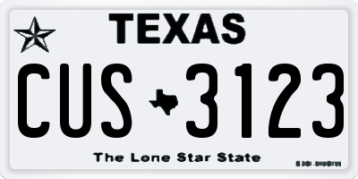 TX license plate CUS3123