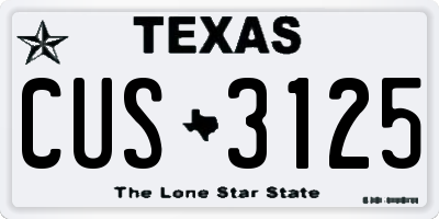 TX license plate CUS3125