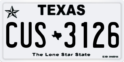 TX license plate CUS3126