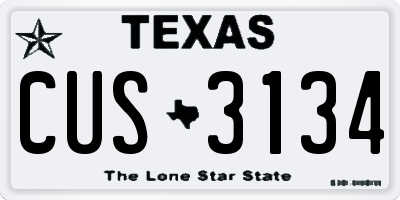 TX license plate CUS3134