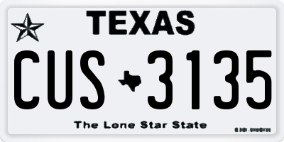 TX license plate CUS3135