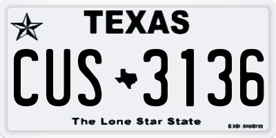 TX license plate CUS3136