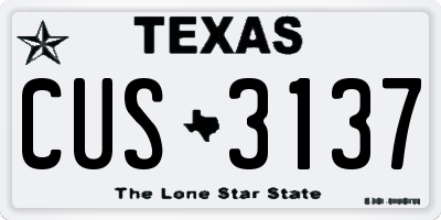 TX license plate CUS3137