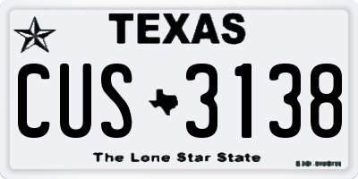 TX license plate CUS3138