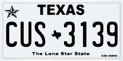 TX license plate CUS3139