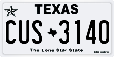 TX license plate CUS3140