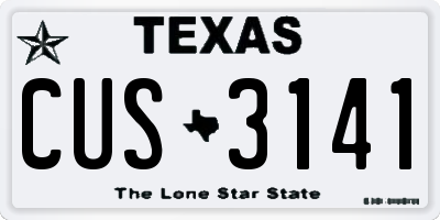 TX license plate CUS3141