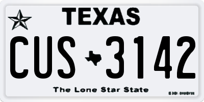 TX license plate CUS3142