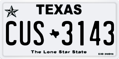TX license plate CUS3143