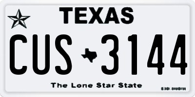 TX license plate CUS3144