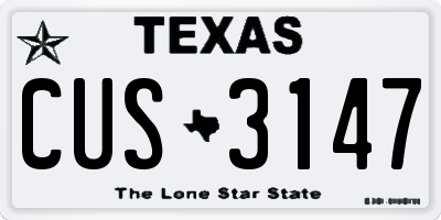 TX license plate CUS3147