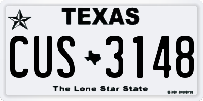 TX license plate CUS3148