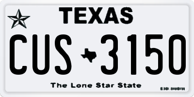 TX license plate CUS3150