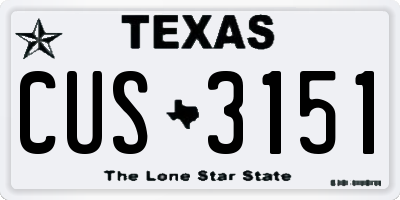 TX license plate CUS3151
