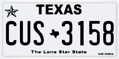 TX license plate CUS3158