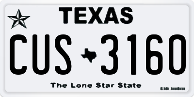 TX license plate CUS3160