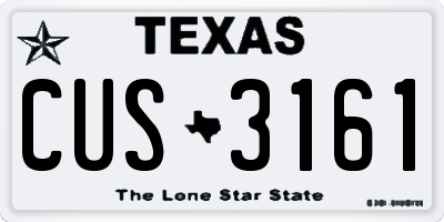 TX license plate CUS3161