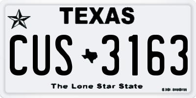 TX license plate CUS3163