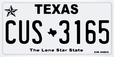 TX license plate CUS3165