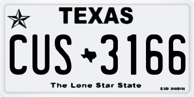 TX license plate CUS3166